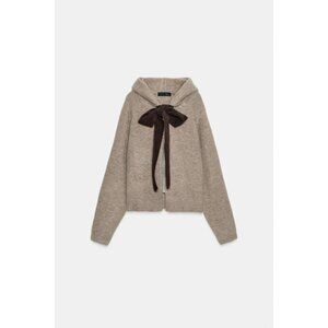 ZARA HOODIE CARDIGAN WITH BOW